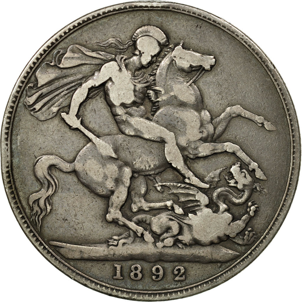 Monnaie, Grande-Bretagne, Victoria, Crown, 1892, Londres, TB, Argent, KM:765