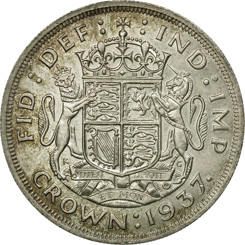 Coin, Great Britain, George VI, Crown, 1937, AU(55-58), Silver, KM:857