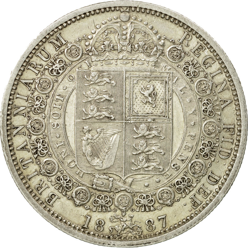 Coin, Great Britain, Victoria, 1/2 Crown, 1887, London, EF(40-45), Silver