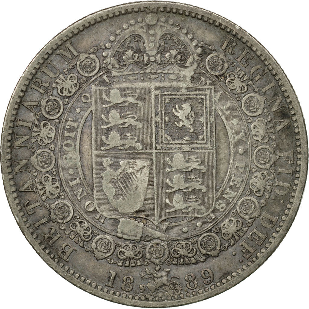 Münze, Großbritannien, Victoria, 1/2 Crown, 1889, London, S, Silber, KM:764