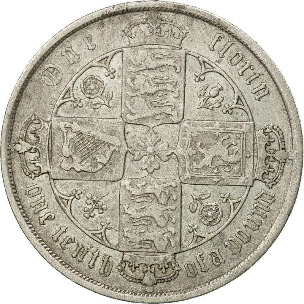 Moneda, Gran Bretaña, Victoria, Florin, Two Shillings, 1886, London, BC+