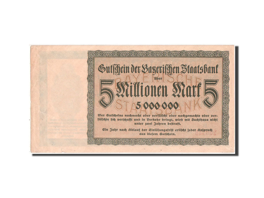 Germany, Bayerische Staatsbank, Munich, 5 Million Mark, 1.8.1923, Notgeld