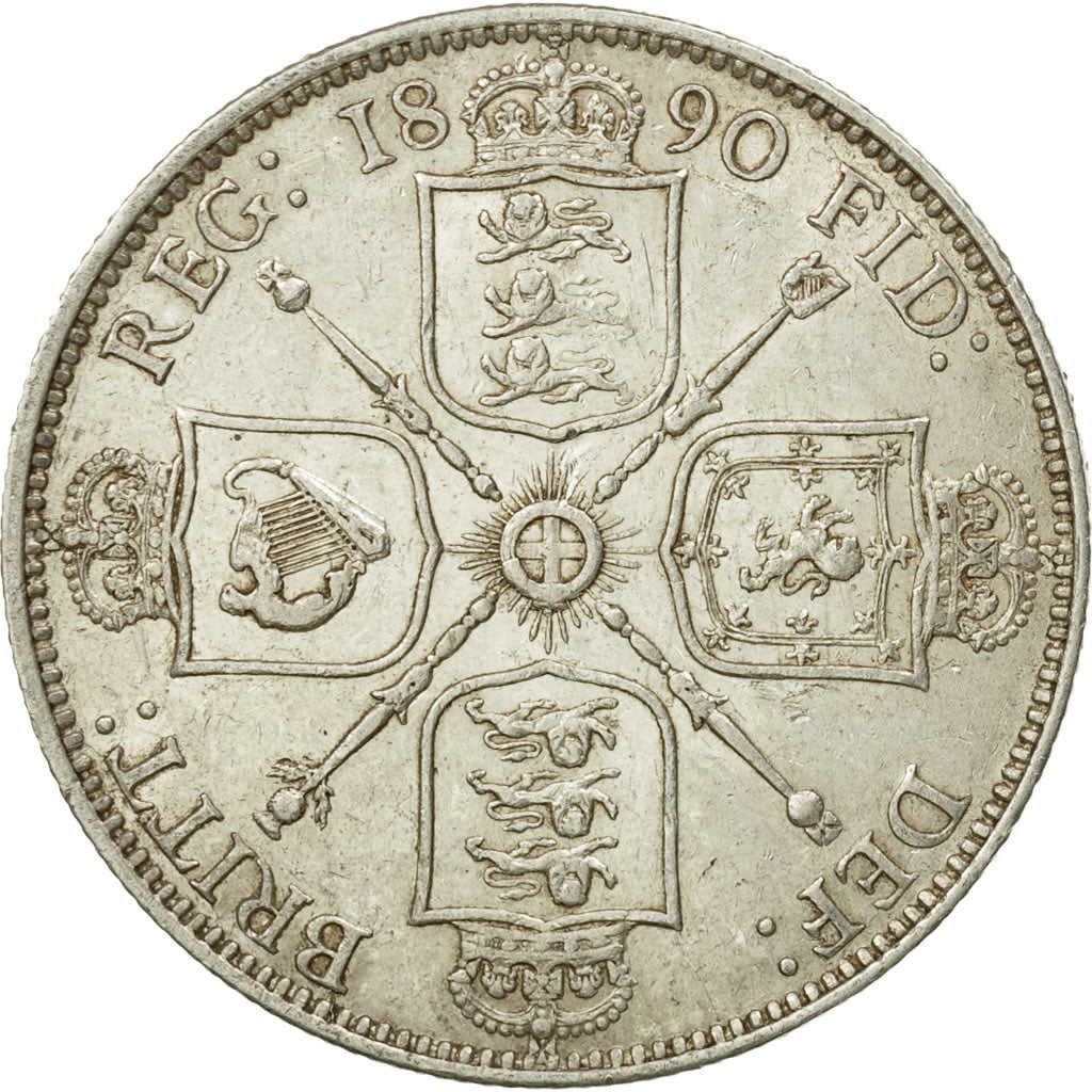 Coin, Great Britain, Victoria, Florin, Two Shillings, 1890, London, EF(40-45)