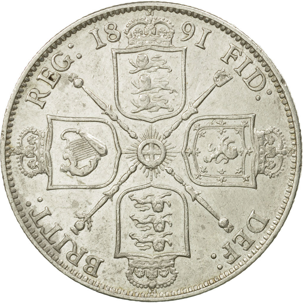 Coin, Great Britain, Victoria, Florin, Two Shillings, 1891, London, EF(40-45)