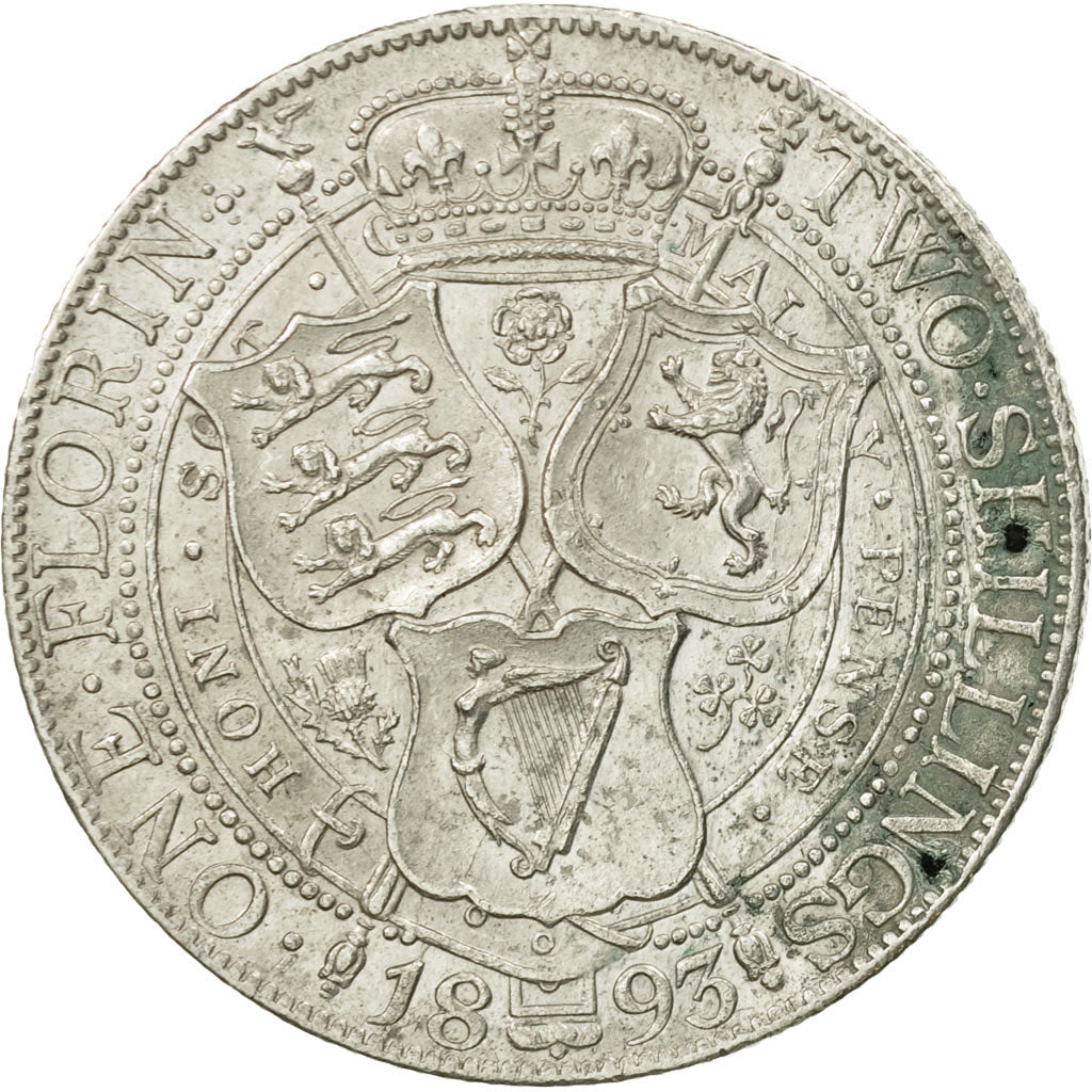 Coin, Great Britain, Victoria, Florin, Two Shillings, 1893, London, EF(40-45)