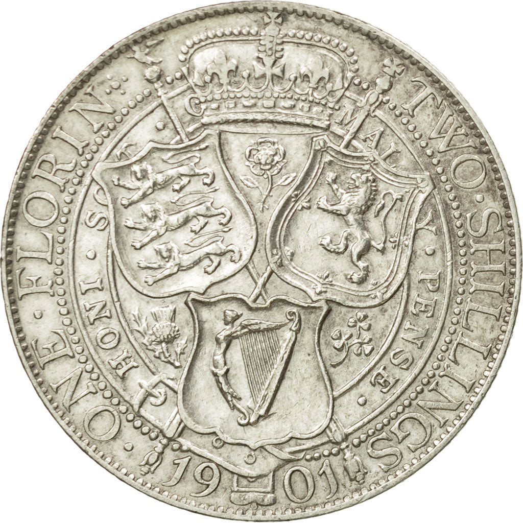 Coin, Great Britain, Victoria, Florin, Two Shillings, 1901, London, EF(40-45)