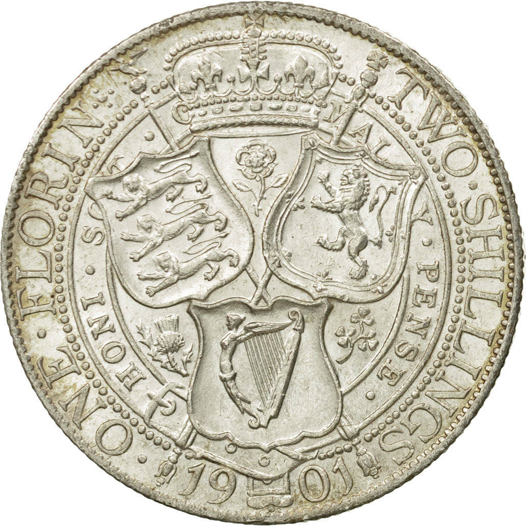 Münze, Großbritannien, Victoria, Florin, Two Shillings, 1901, London, VZ