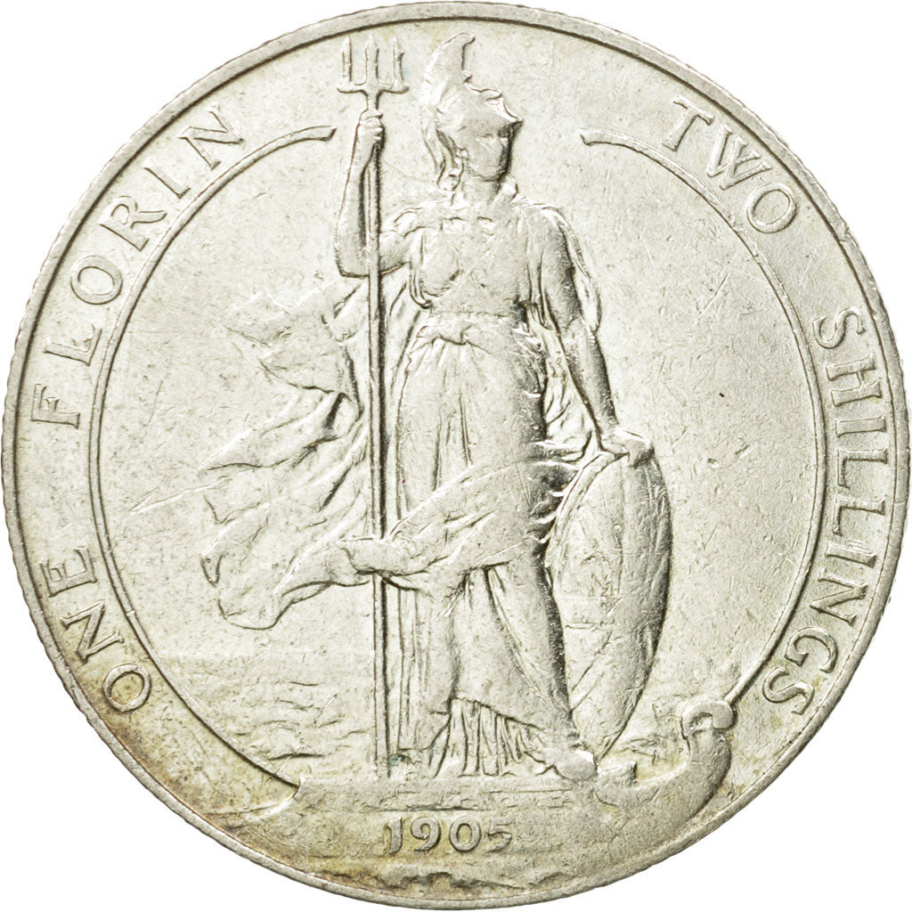 Coin, Great Britain, Edward VII, Florin, Two Shillings, 1905, EF(40-45), Silver