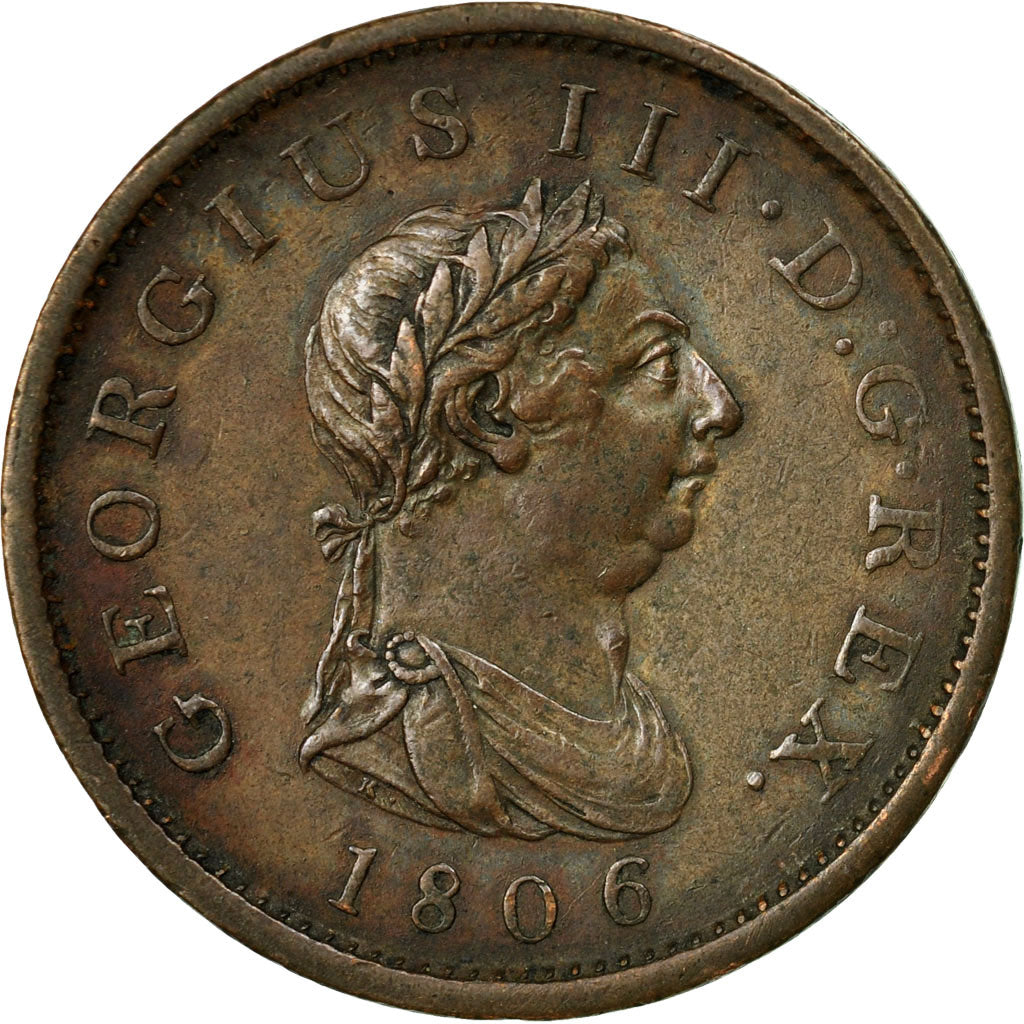 Coin, Great Britain, George III, Penny, 1806, EF(40-45), Copper, KM:663