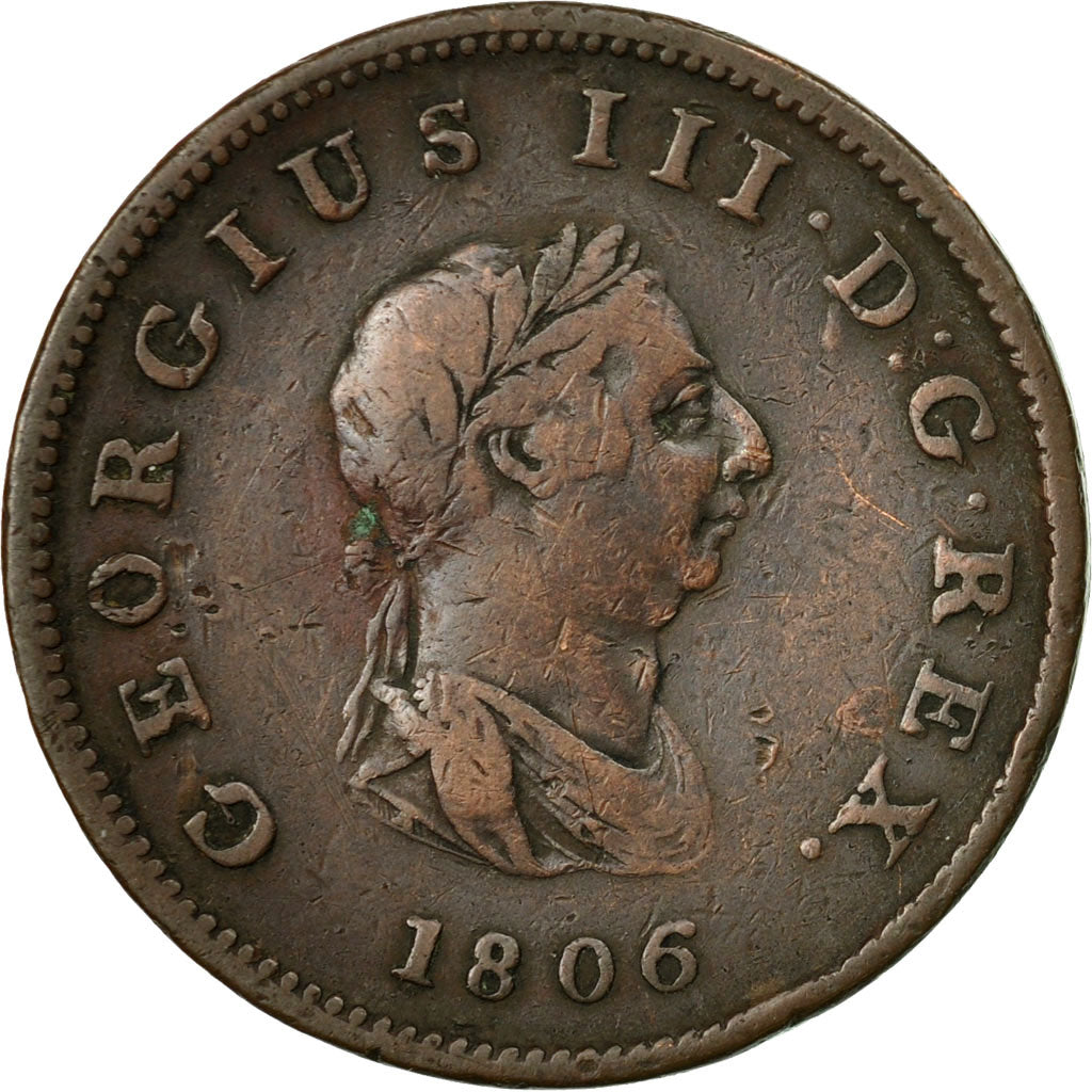 Coin, Great Britain, George III, 1/2 Penny, 1806, VF(30-35), Copper, KM:662