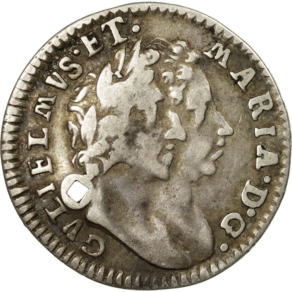 Coin, Great Britain, William and Mary, 4 Pence, Groat, 1691, VF(20-25), Silver