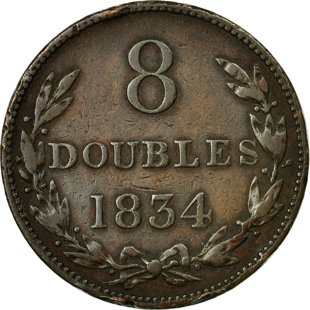 Coin, Guernsey, 8 Doubles, 1834, VF(30-35), Copper, KM:3