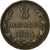 Moneda, Guernsey, 8 Doubles, 1834, BC+, Cobre, KM:3