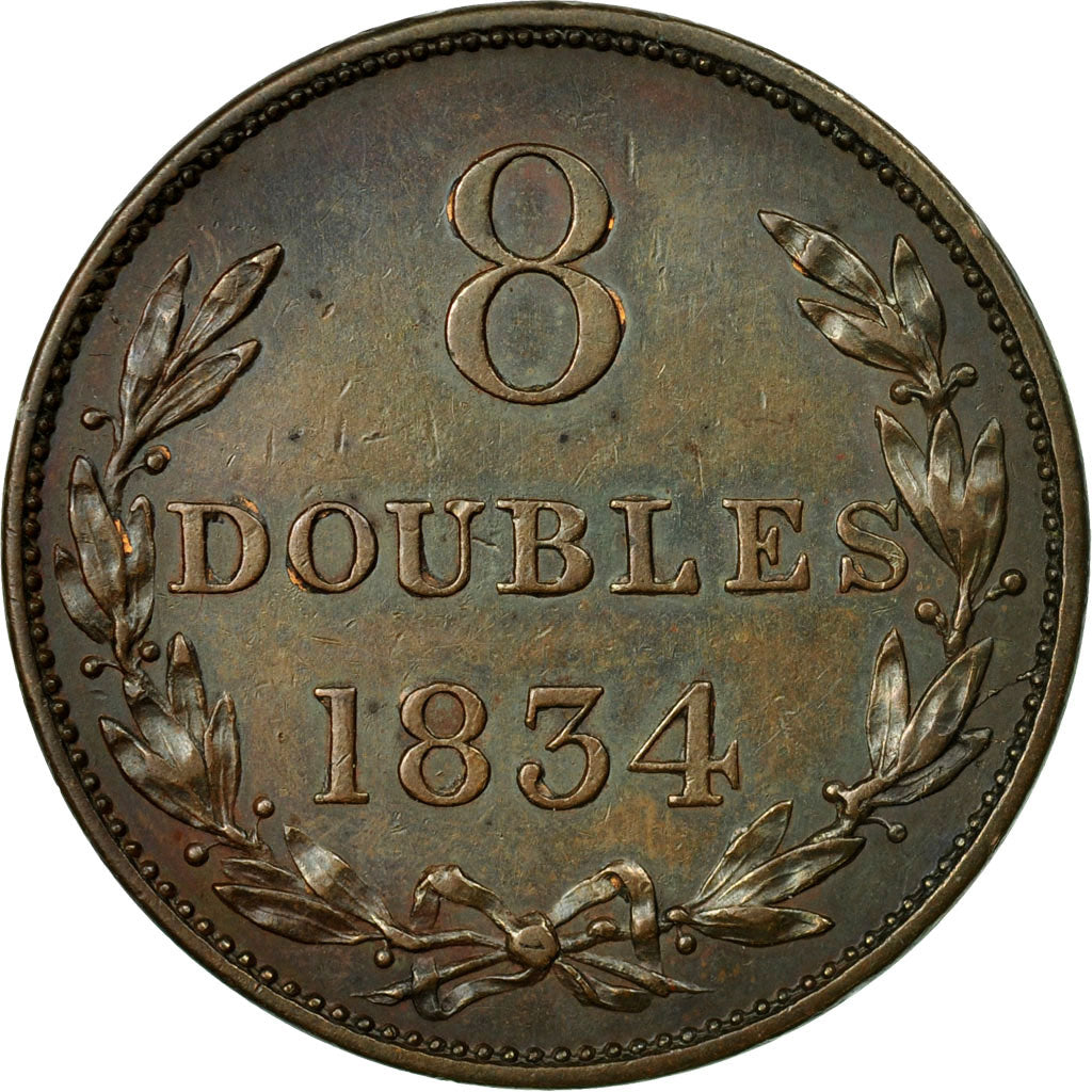 Coin, Guernsey, 8 Doubles, 1834, EF(40-45), Copper, KM:3
