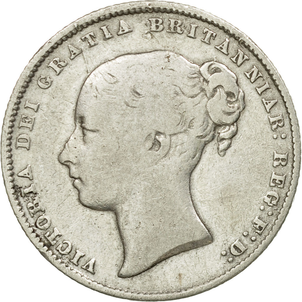 Moneta, Gran Bretagna, Victoria, Shilling, 1865, MB, Argento, KM:734.3