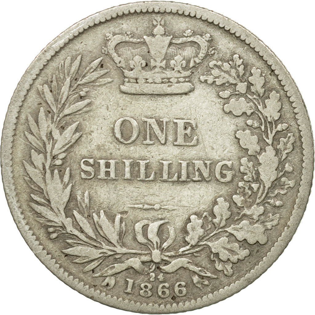 Coin, Great Britain, Victoria, Shilling, 1866, VF(20-25), Silver, KM:734.3