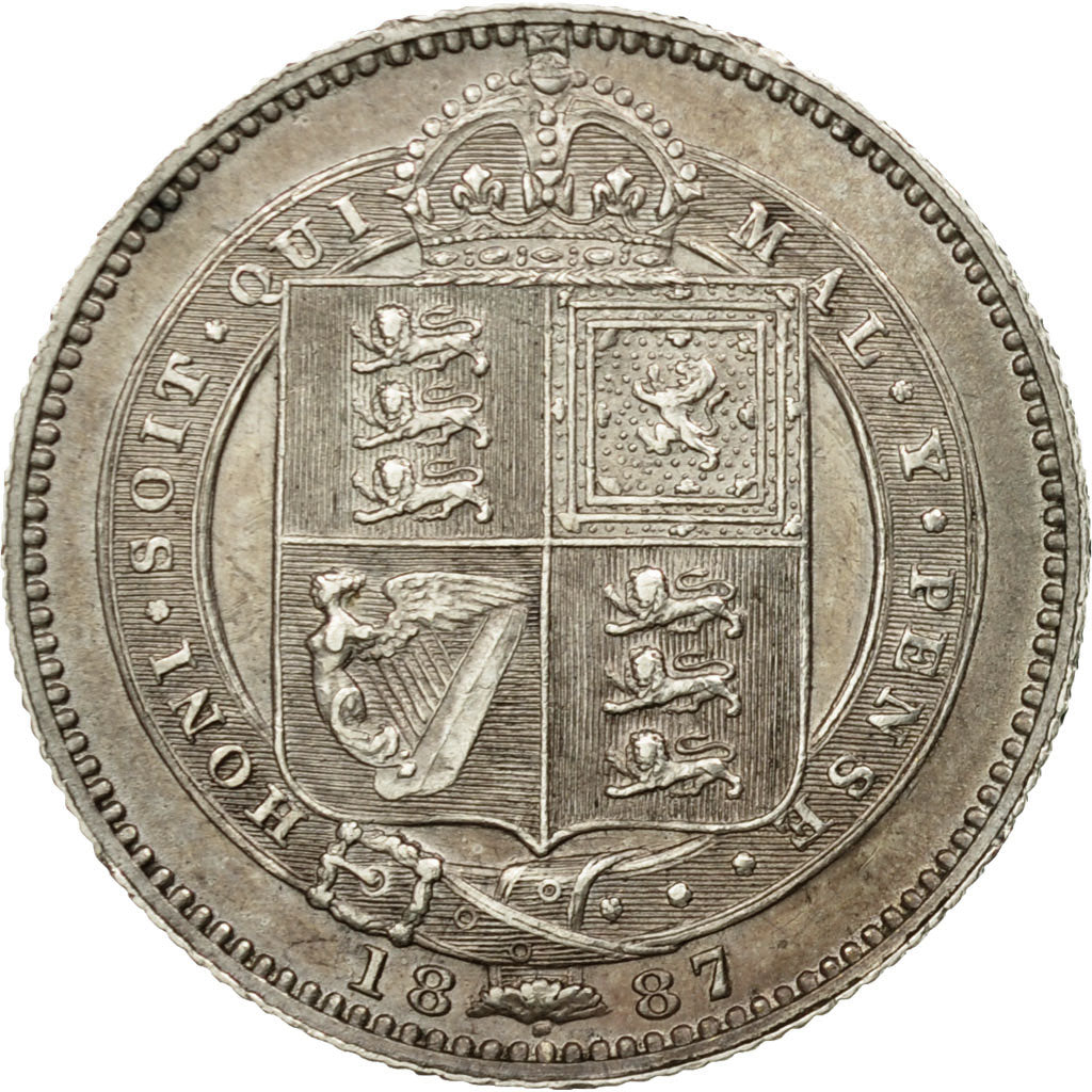Coin, Great Britain, Victoria, Shilling, 1887, AU(50-53), Silver, KM:761