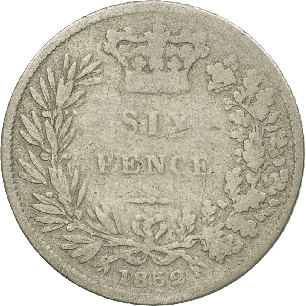 Monnaie, Grande-Bretagne, Victoria, 6 Pence, 1852, B+, Argent, KM:733.1