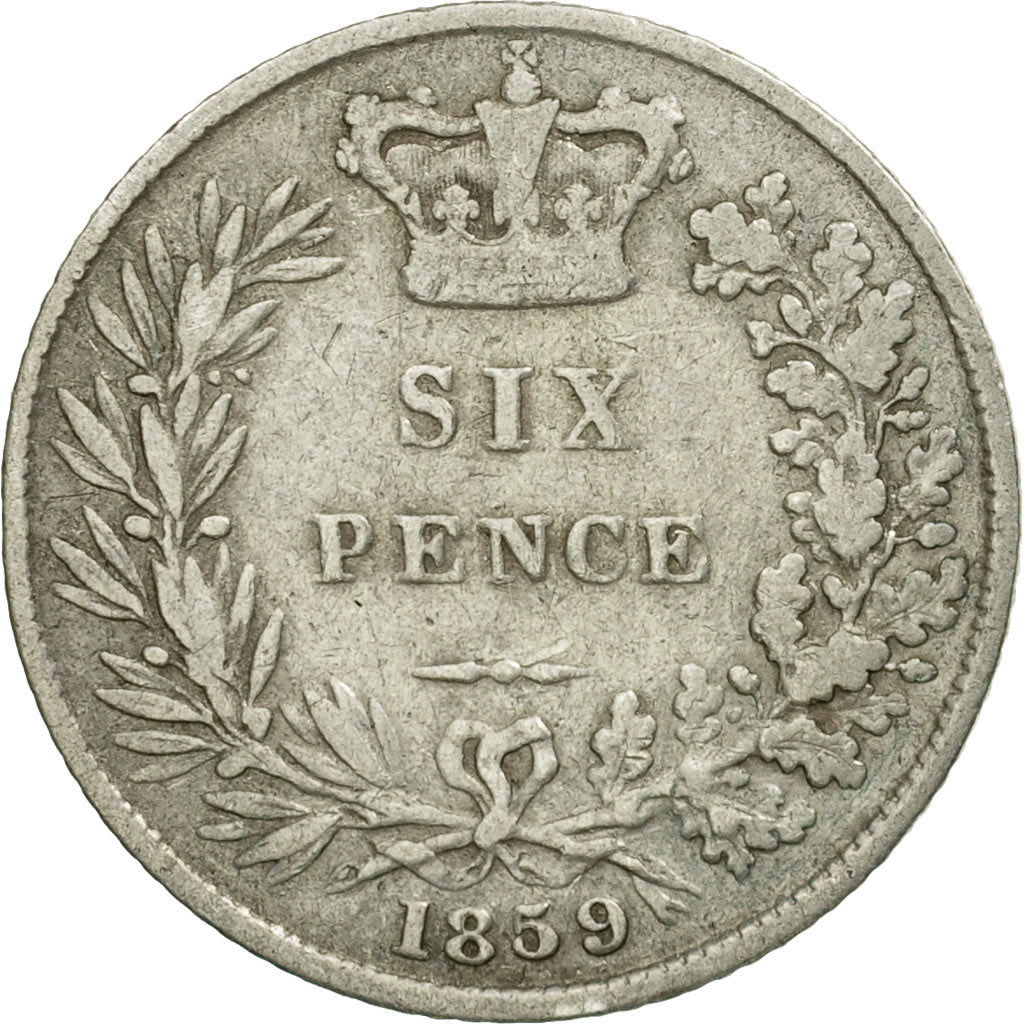 Coin, Great Britain, Victoria, 6 Pence, 1859, VF(20-25), Silver, KM:733.1