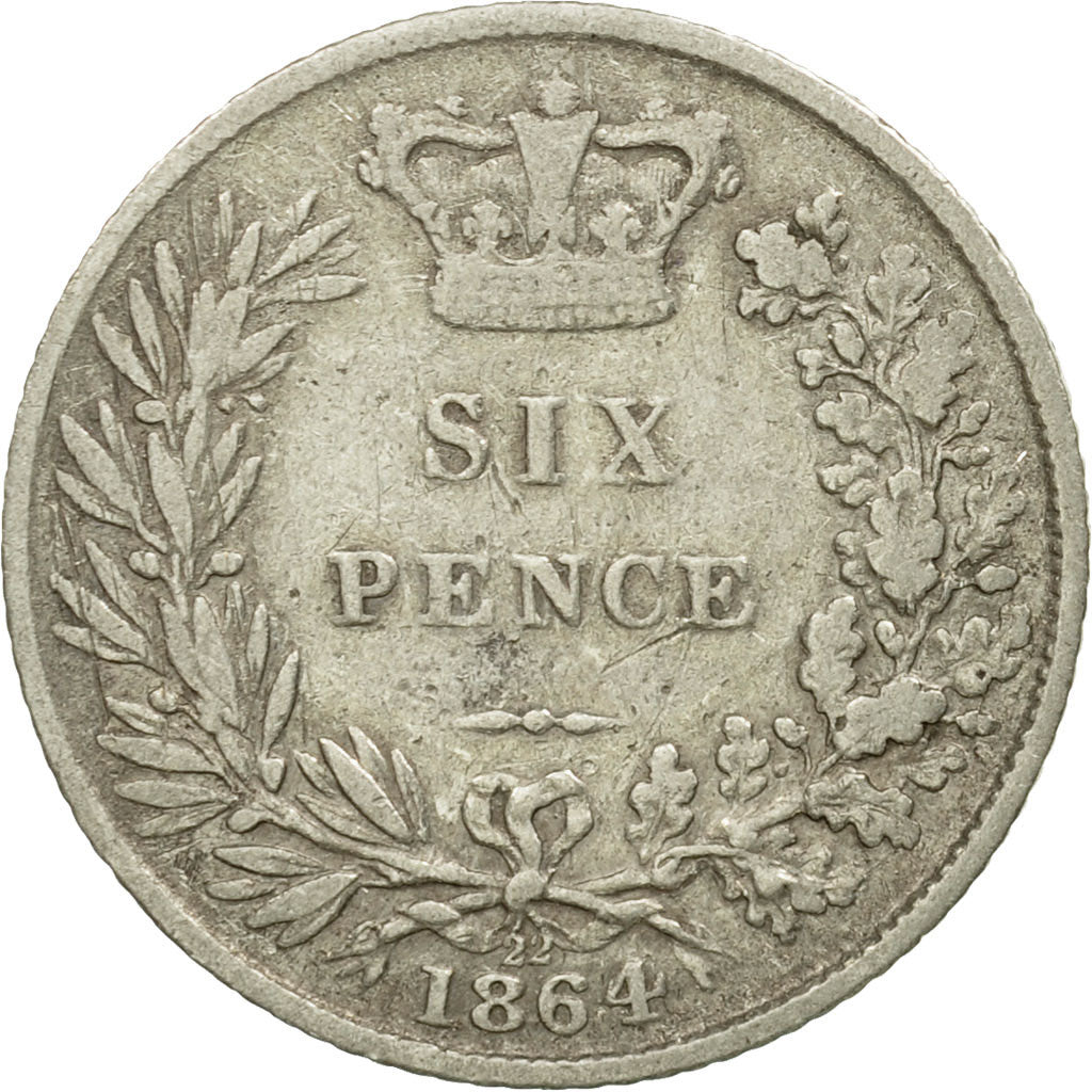 Coin, Great Britain, Victoria, 6 Pence, 1864, VF(20-25), Silver, KM:733.2