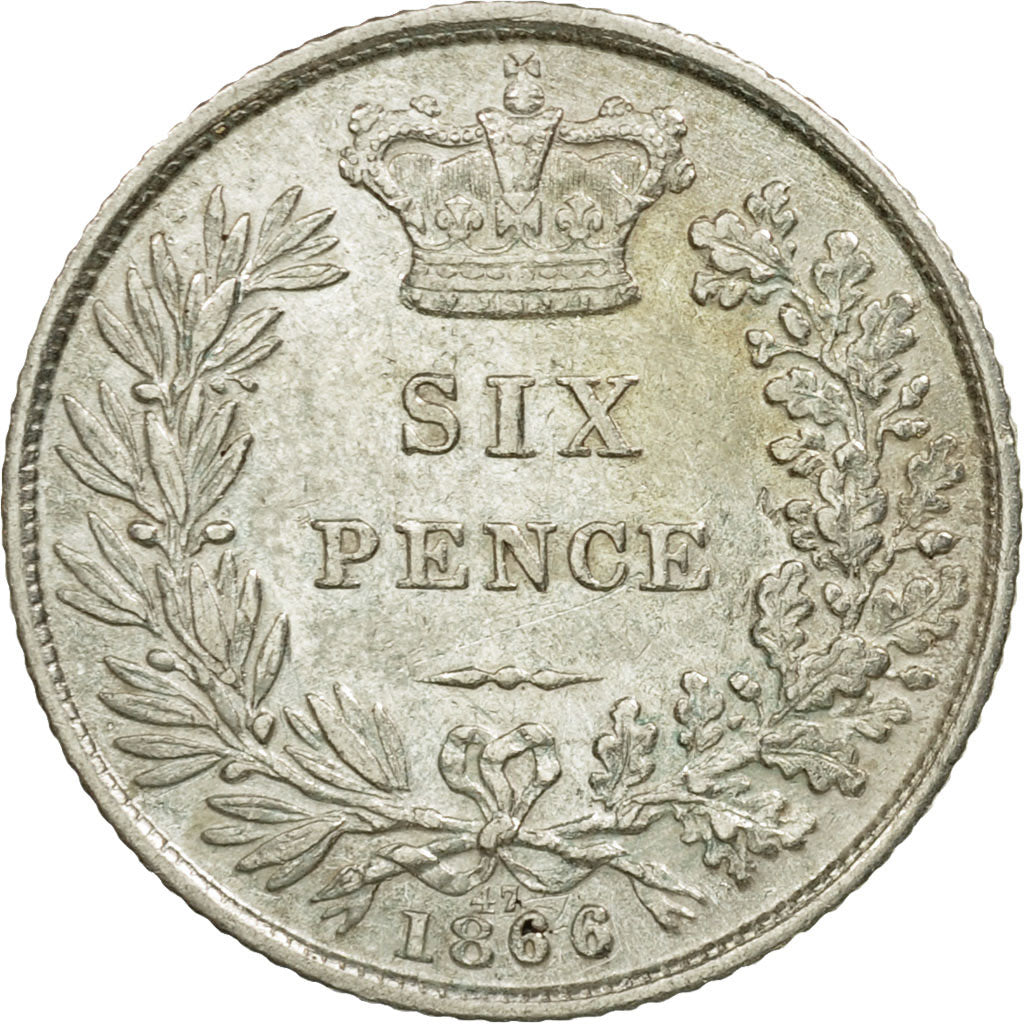 Coin, Great Britain, Victoria, 6 Pence, 1866, EF(40-45), Silver, KM:733.2