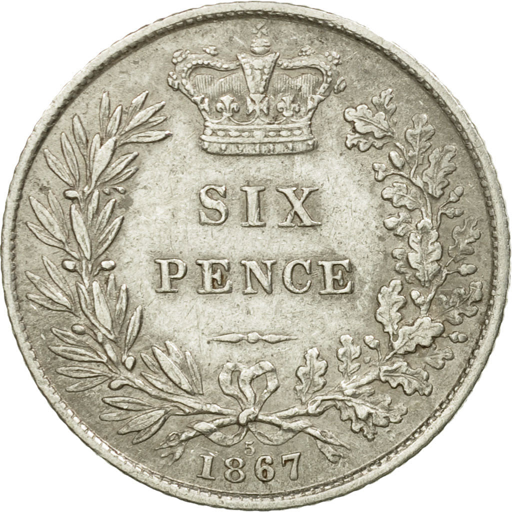 Coin, Great Britain, Victoria, 6 Pence, 1867, VF(30-35), Silver, KM:751.1