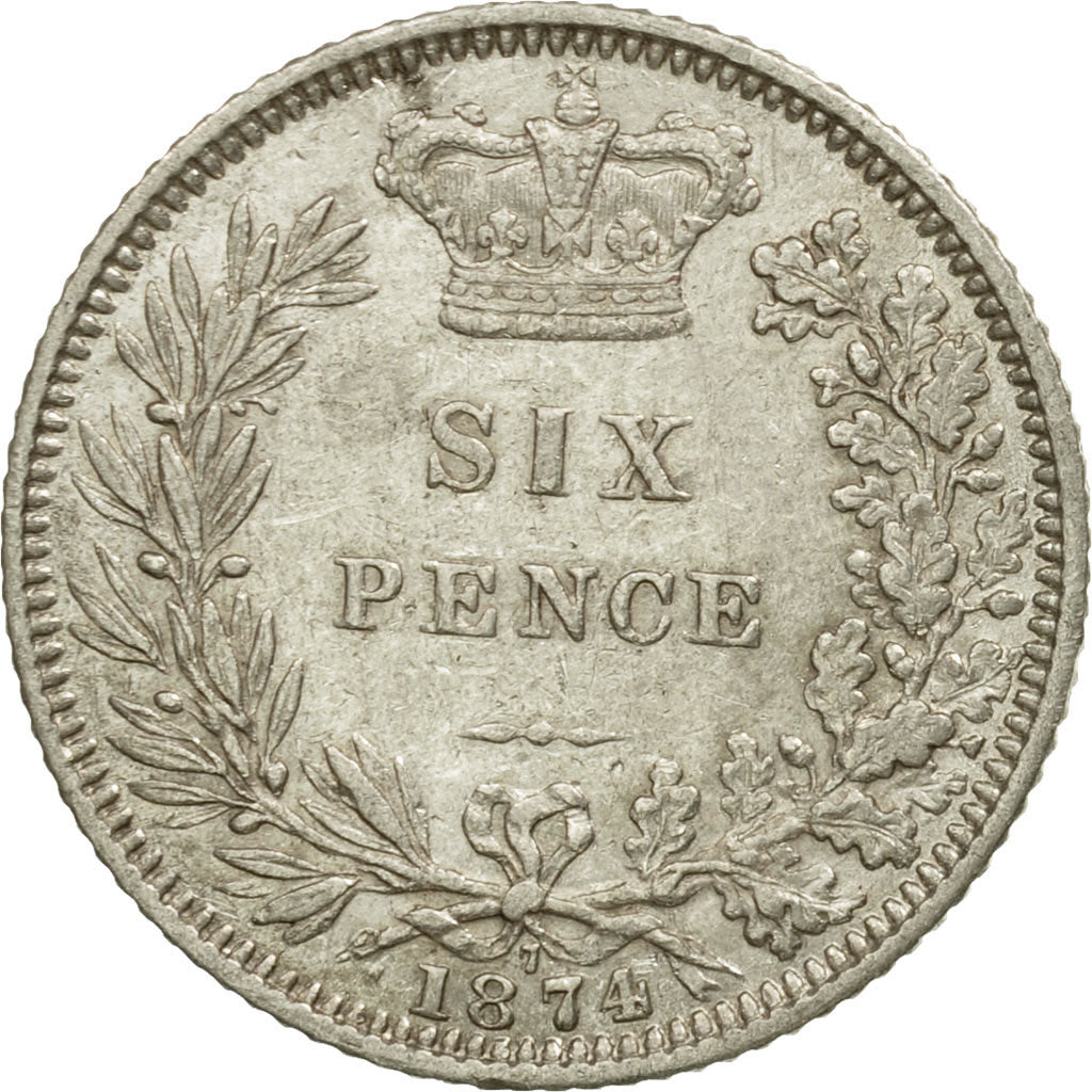 Coin, Great Britain, Victoria, 6 Pence, 1874, EF(40-45), Silver, KM:751.1