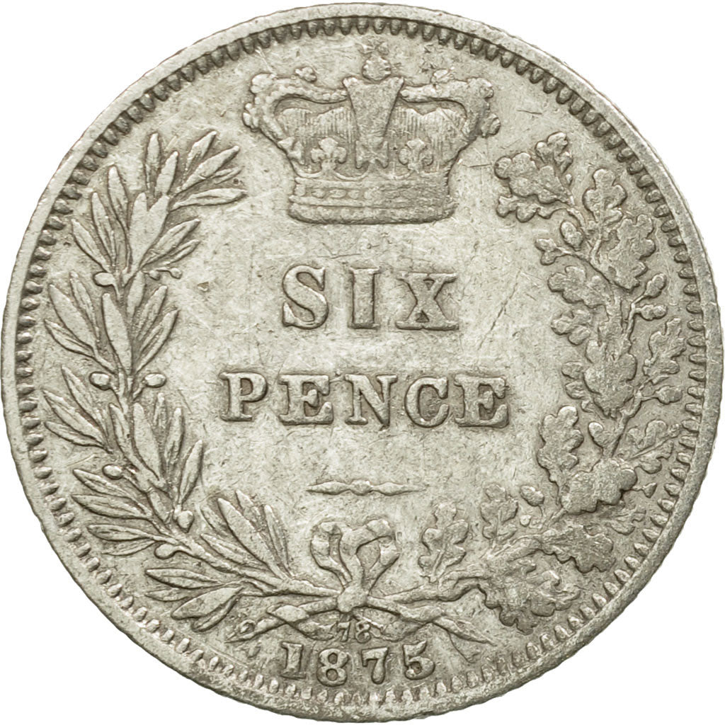 Coin, Great Britain, Victoria, 6 Pence, 1875, VF(30-35), Silver, KM:751.1