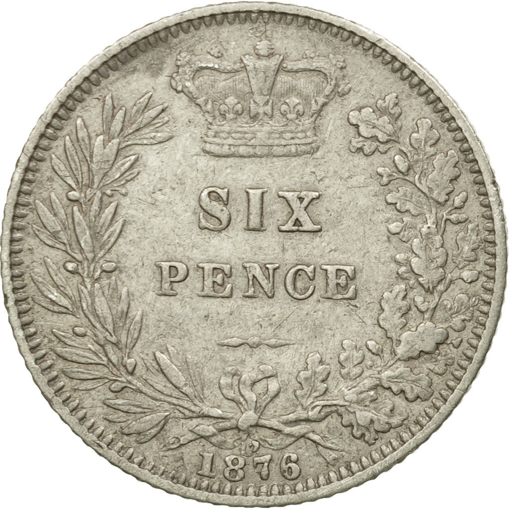 Coin, Great Britain, Victoria, 6 Pence, 1876, EF(40-45), Silver, KM:751.1
