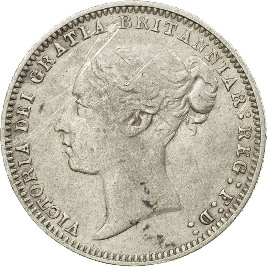 Coin, Great Britain, Victoria, 6 Pence, 1877, VF(20-25), Silver, KM:751.2