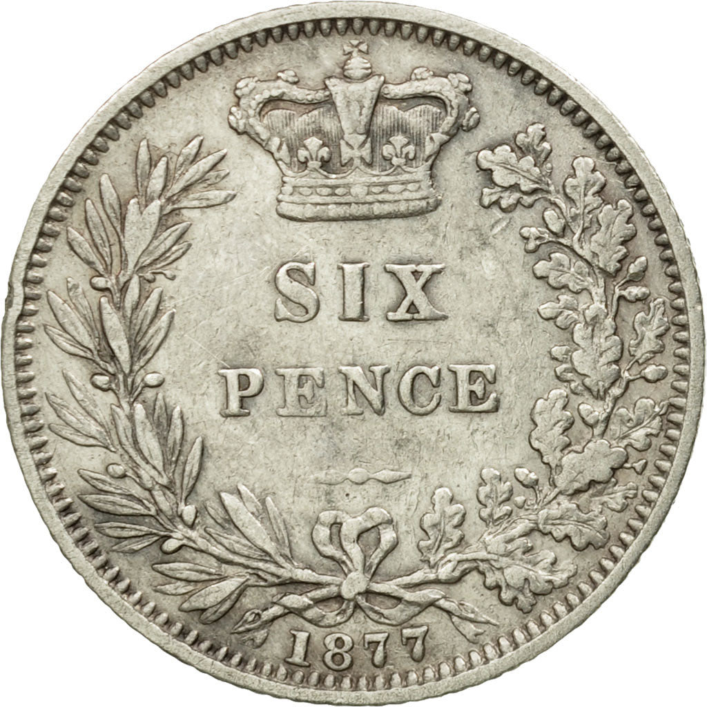 Coin, Great Britain, Victoria, 6 Pence, 1877, VF(20-25), Silver, KM:751.2