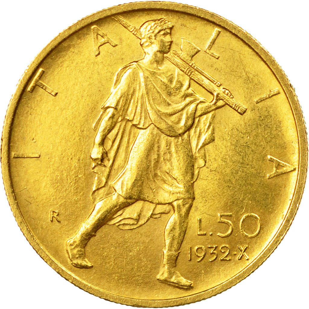 Coin, Italy, Vittorio Emanuele III, 50 Lire, 1932, Rome, MS(60-62), Gold, KM:71