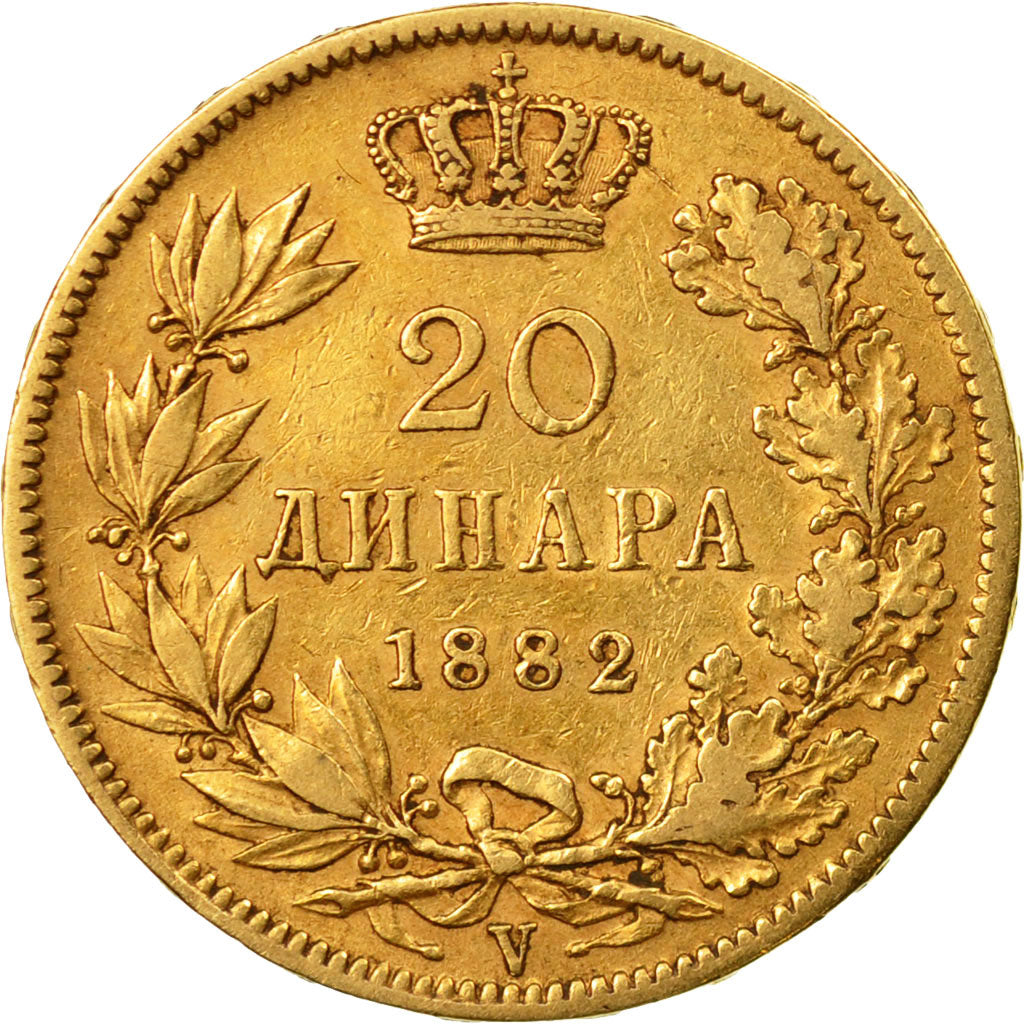 Monnaie, Serbie, Milan I, 20 Dinara, 1882, TTB, Or, KM:17.1