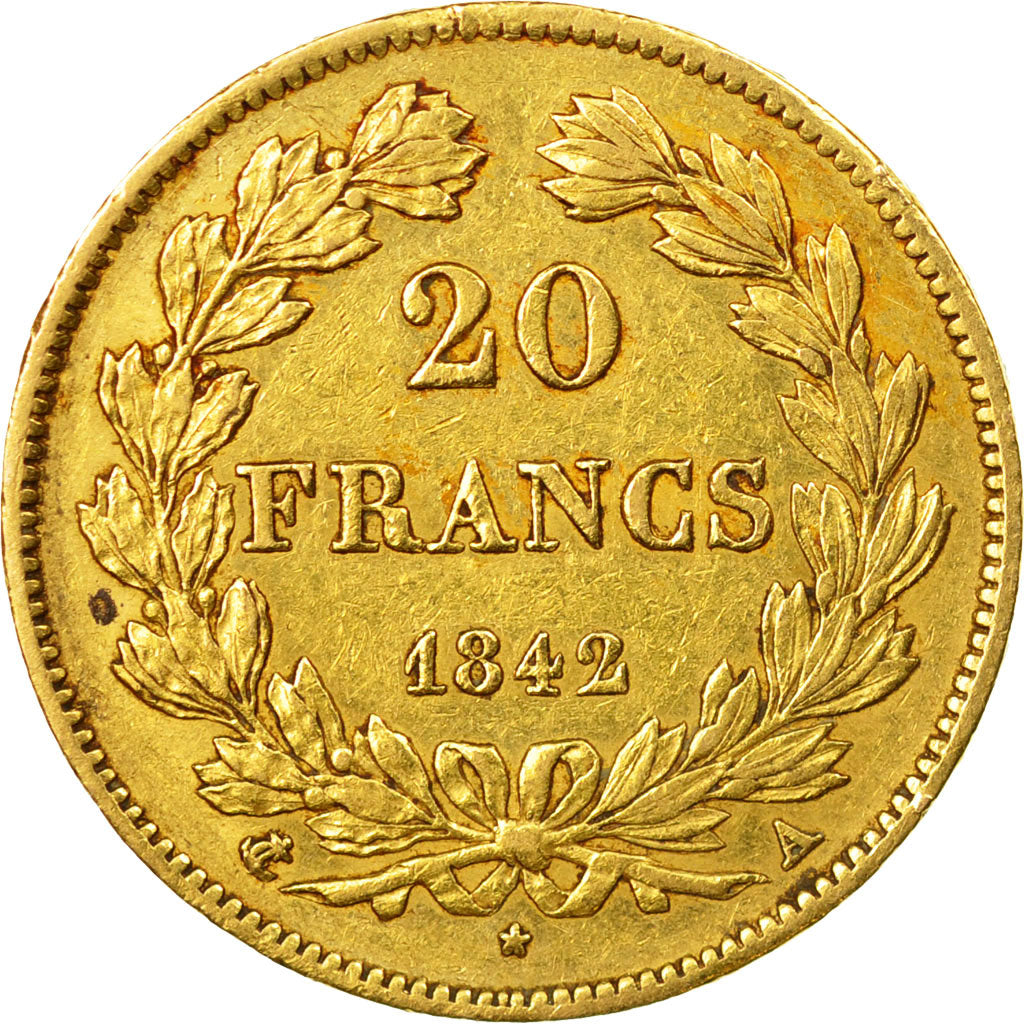 France, Louis-Philippe, 20 Francs, 1842, Paris, EF(40-45), Gold, KM:750.1