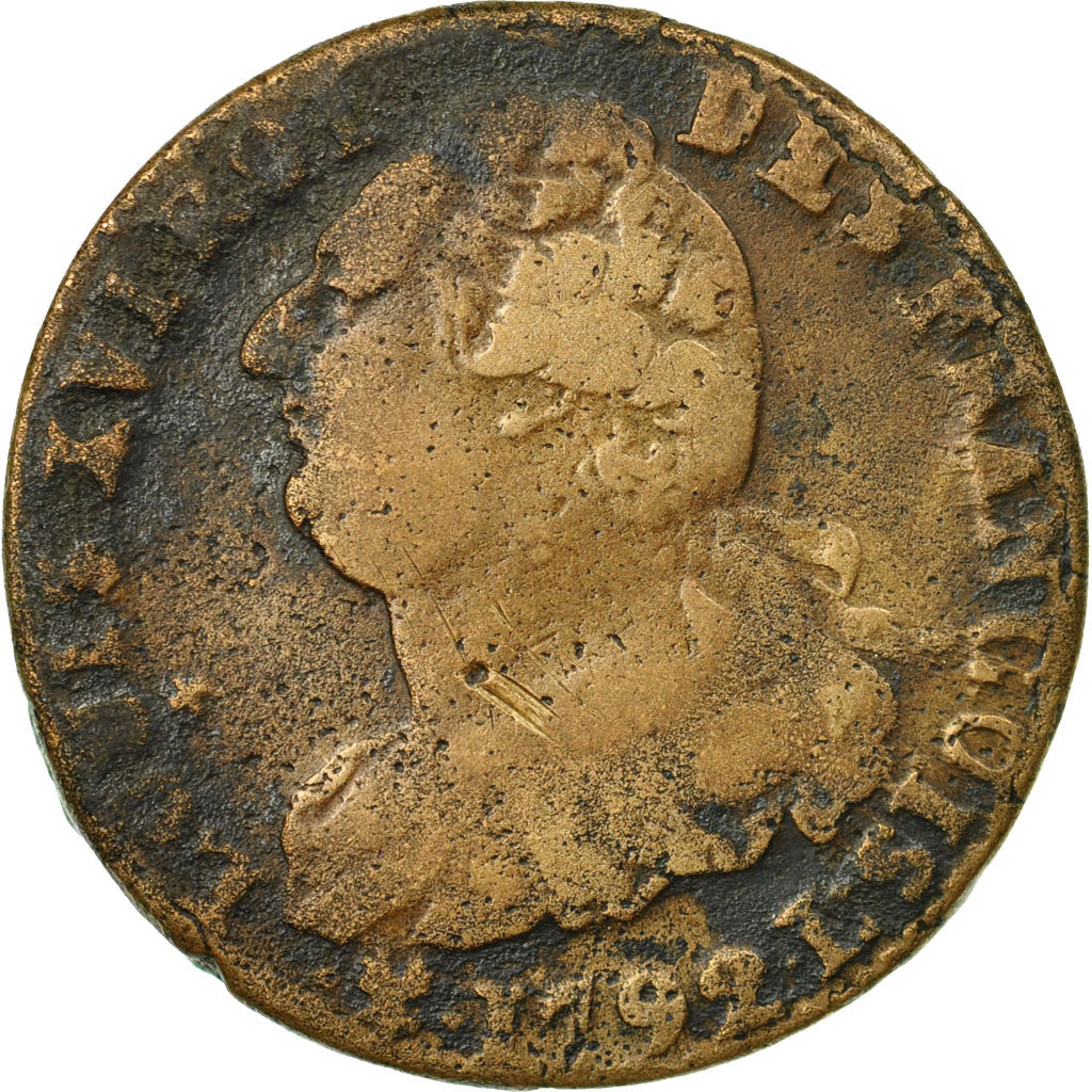 Münze, Frankreich, 2 sols françois, 2 Sols, 1792, Bayonne, S, Bronze