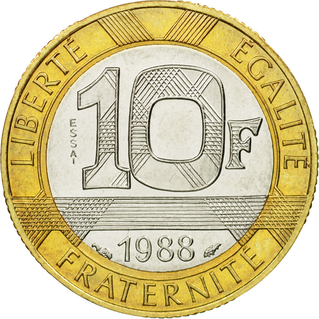 Coin, France, Génie, 10 Francs, 1988, ESSAI, MS(63), Bi-Metallic, KM:E140