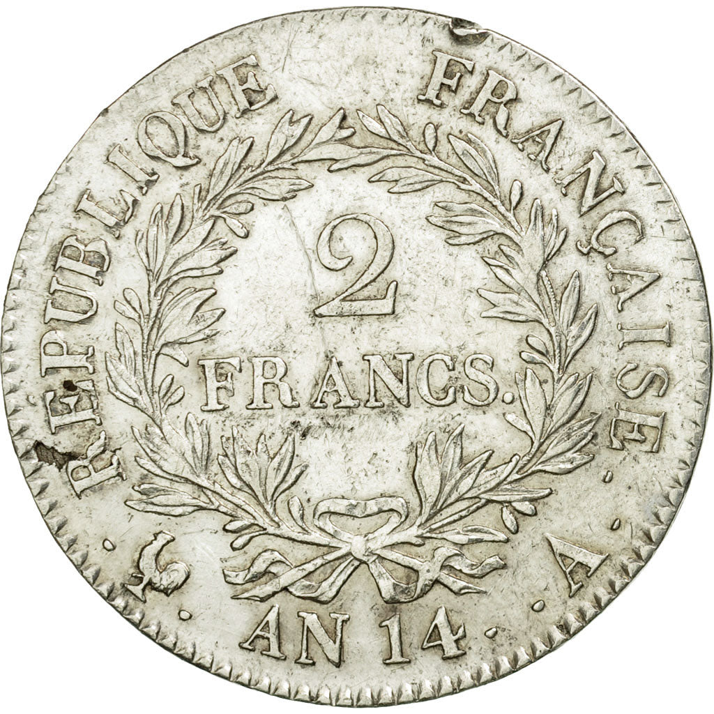 Coin, France, Napoléon I, 2 Francs, AN 14, Paris, EF(40-45), Silver, KM:658.1
