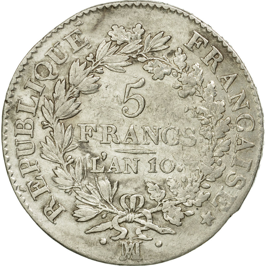 Monnaie, France, Union et Force, 5 Francs, An 10, Marseille, TB+, Argent