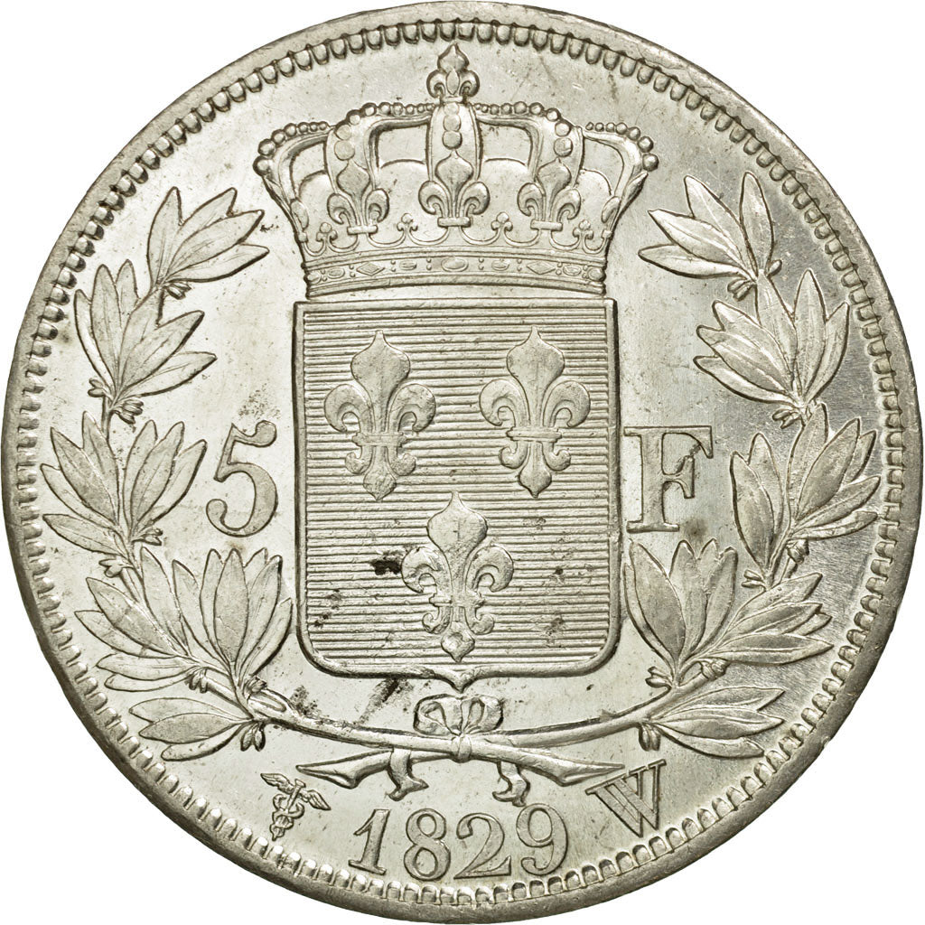 Coin, France, Charles X, 5 Francs, 1829, Lille, MS(60-62), Silver, KM:728.13
