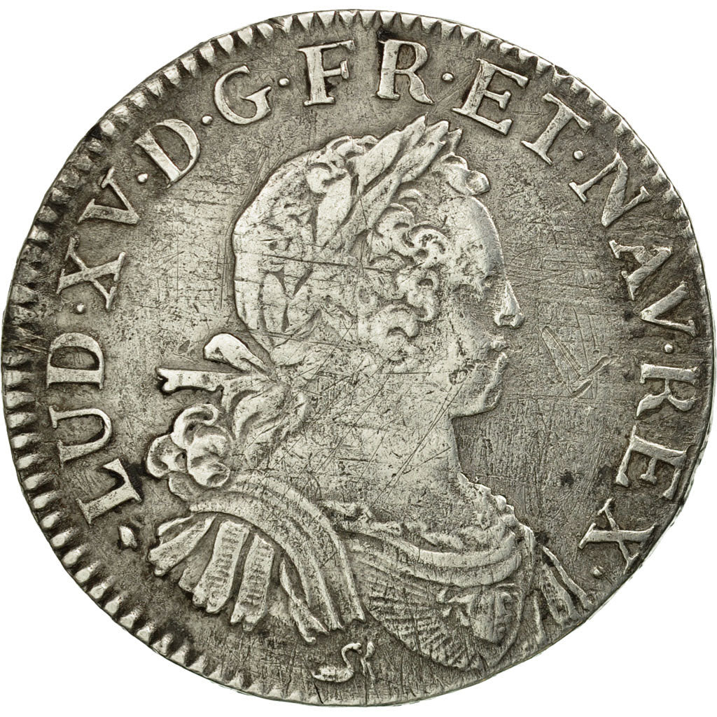 Moneta, Francia, Louis XV, 1/2 Écu aux 8 L, 1/2 ECU, 44 Sols, 1725, Rouen, MB+