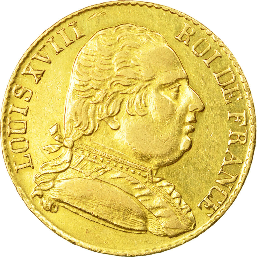 Coin, France, Louis XVIII, 20 Francs, 1815, London, EF(40-45), Gold, KM:1