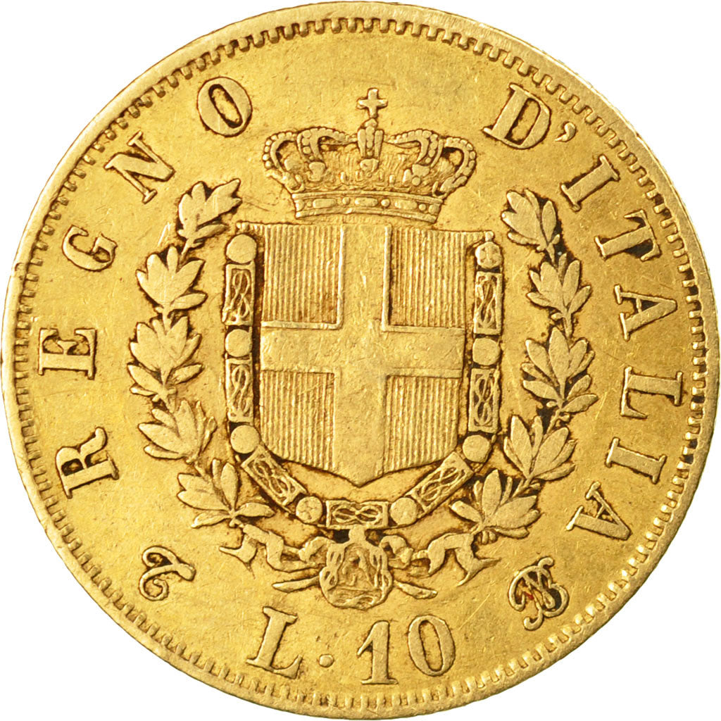 Coin, Italy, Vittorio Emanuele II, 10 Lire, 1863, Torino, EF(40-45), Gold