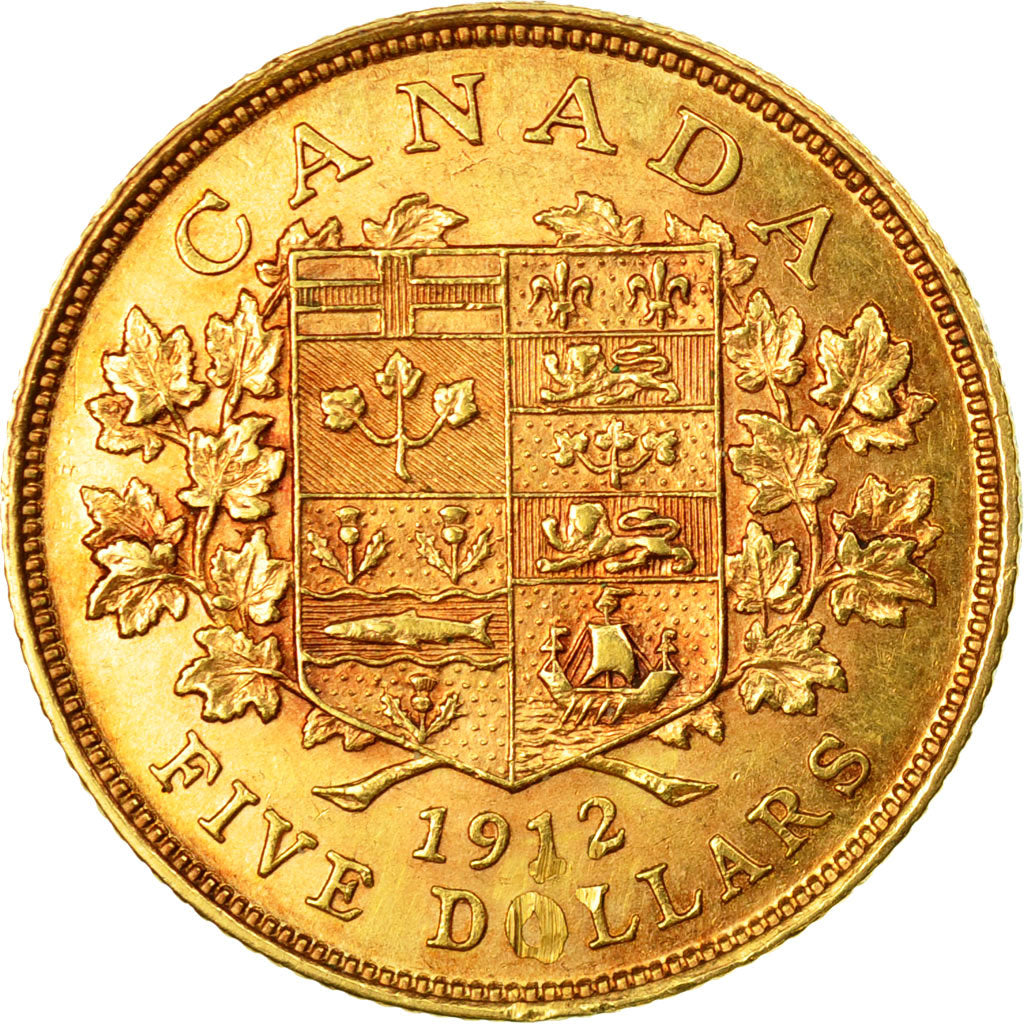 Coin, Canada, George V, 5 Dollars, 1912, Royal Canadian Mint, Ottawa, EF(40-45)