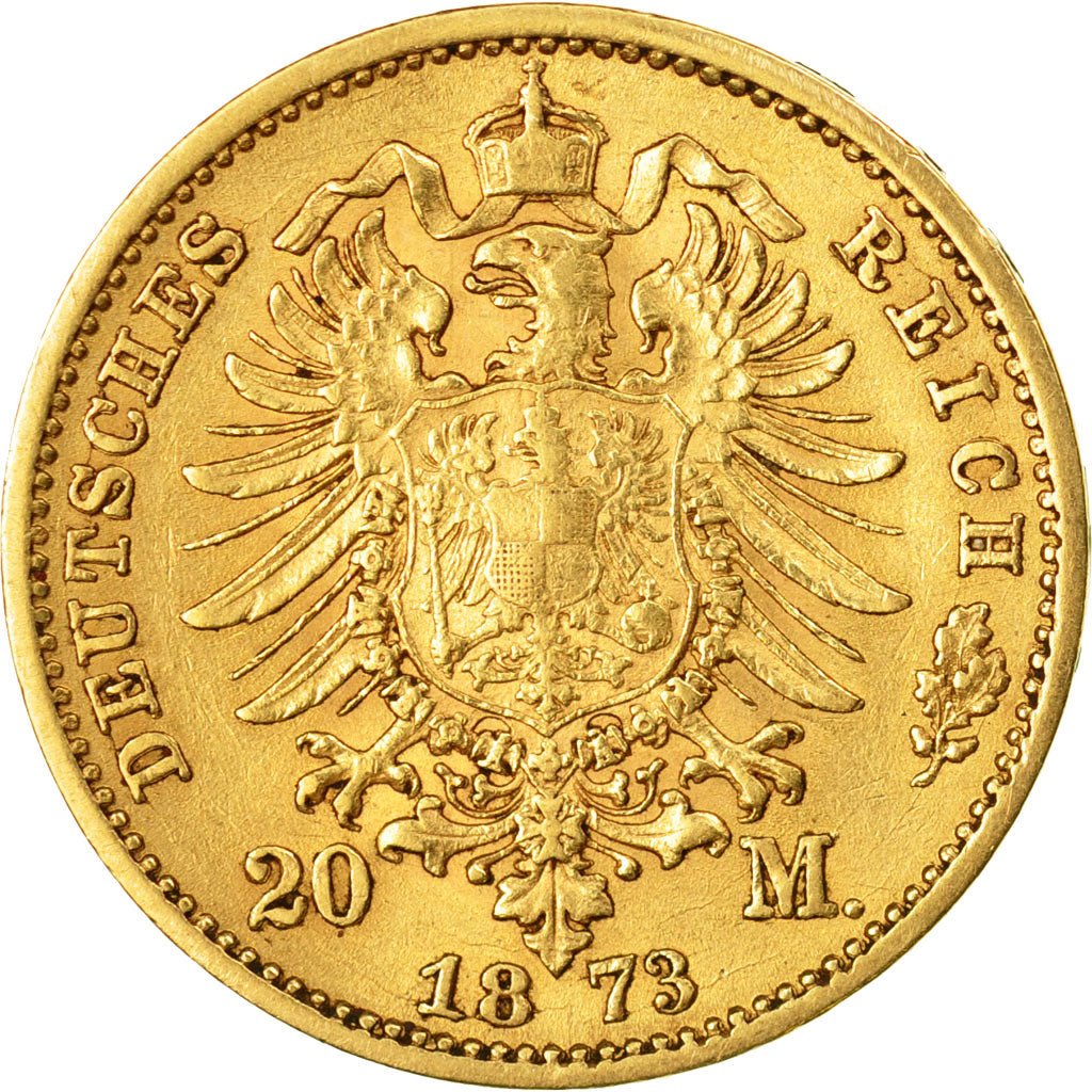 Coin, German States, SAXONY-ALBERTINE, Johann, 20 Mark, 1873, Muldenhütten