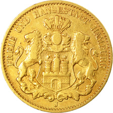 Monnaie, Etats allemands, HAMBURG, 10 Mark, 1875, Hambourg, TTB, Or, KM:600