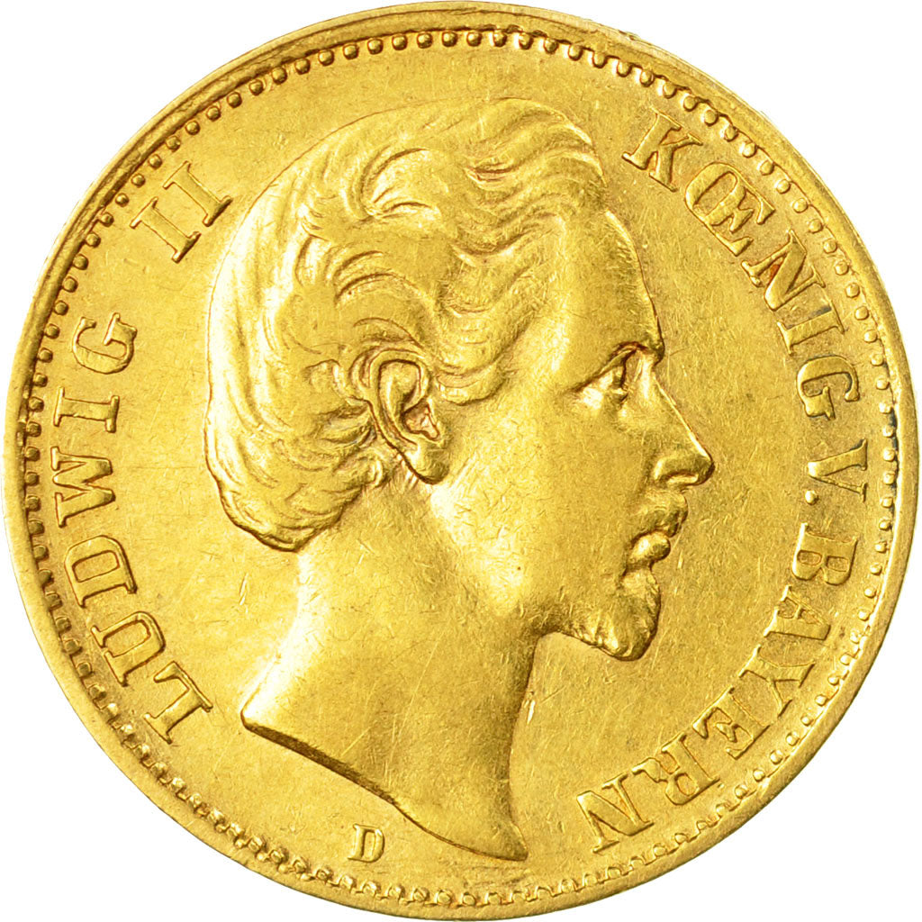 Moneta, Stati tedeschi, BAVARIA, Ludwig II, 10 Mark, 1875, Munich, BB, Oro