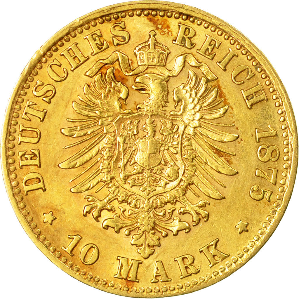 Moneta, Stati tedeschi, BAVARIA, Ludwig II, 10 Mark, 1875, Munich, BB, Oro