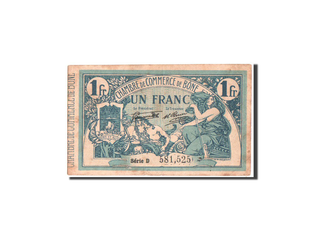 Banconote, Algeria, Bône, 1 Franc, Chambre de Commerce, 1920, 8.3.1920, MB+
