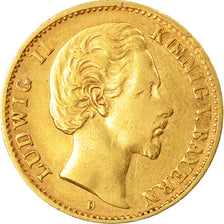 Coin, German States, BAVARIA, Ludwig II, 10 Mark, 1878, Munich, EF(40-45), Gold