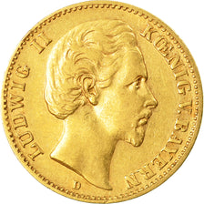 Coin, German States, BAVARIA, Ludwig II, 10 Mark, 1880, Munich, EF(40-45), Gold